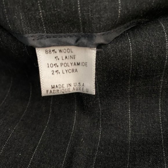 Wool Dark Gray Striped Midi Pencil Skirt, S, Made in USA, Business Formal, 28'' - Picture 3 of 3